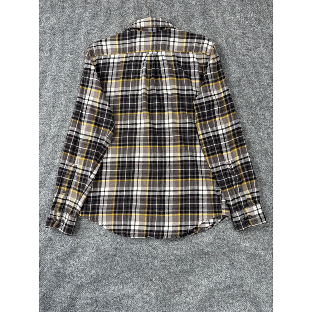 Woolrich Shirt Mens Small Grey Yellow Plaid Flannel Cotton Button Up Heritage - Picture 3 of 6